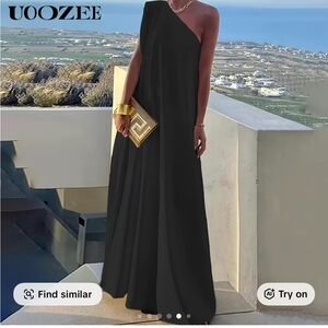 Black One Shoulder Maxi Dress